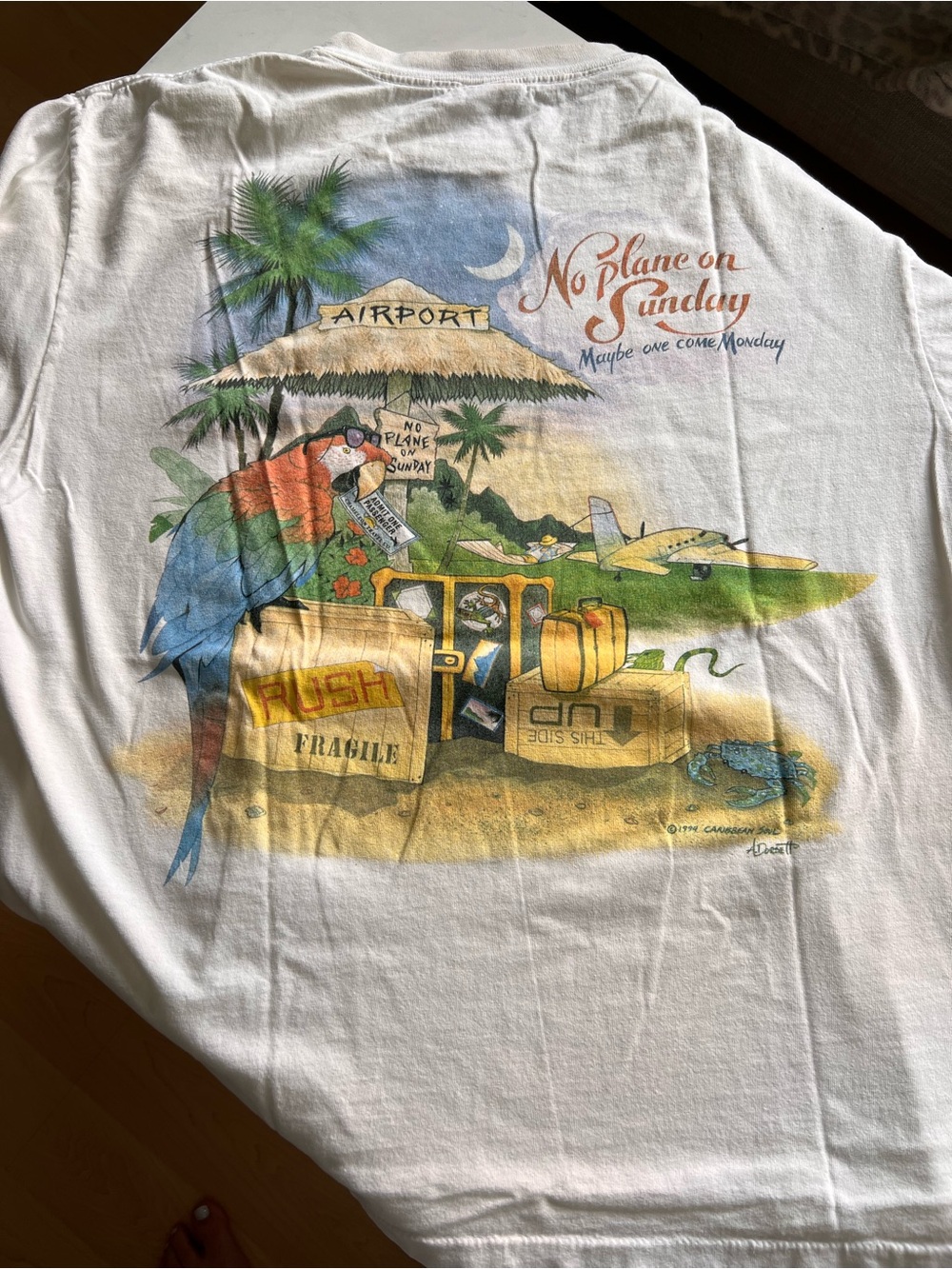 Vintage White Parrot Beach Graphic Tee